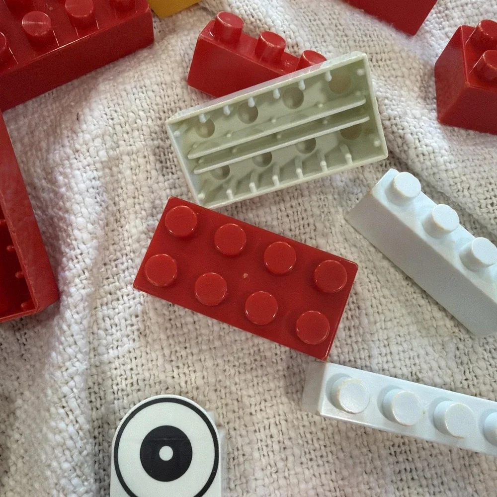 Vintage 1993 Lego Duplo Set Of 41 Legos, Yellow Bucket W/top And Original Ad